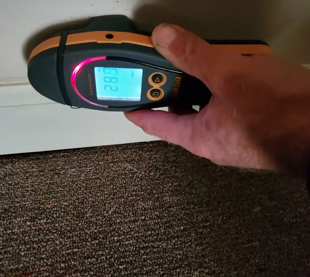 Moisture detection at baseboard during Mold Inspection & Testing in East Lake-Orient Park